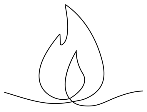 black line forming the shape of a flame